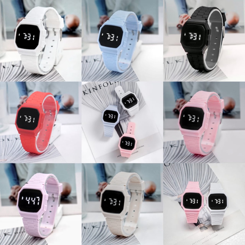 [DGS] Jam Tangan Cermin Persegi Wanita / Pria LED Digital Student Couple Trend Elektronik Led Sport Ins Luminous Korea Watches RM047