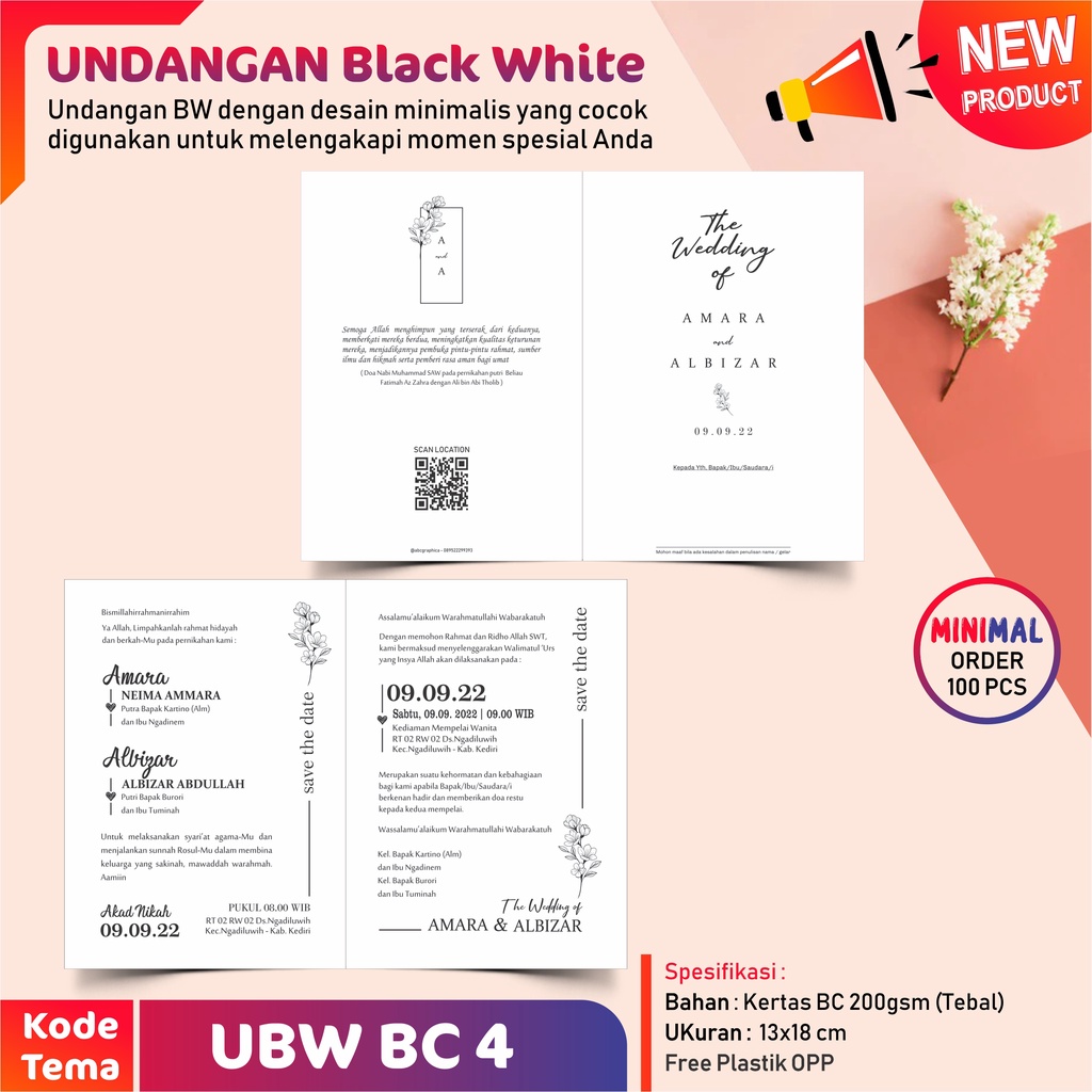 [UBW BC] CETAK UNDANGAN MURAH UNDANGAN VINTAGE MINIMALIS UNDANGAN CUSTOM UNDANGAN PERNIKAHAN RUSTIC