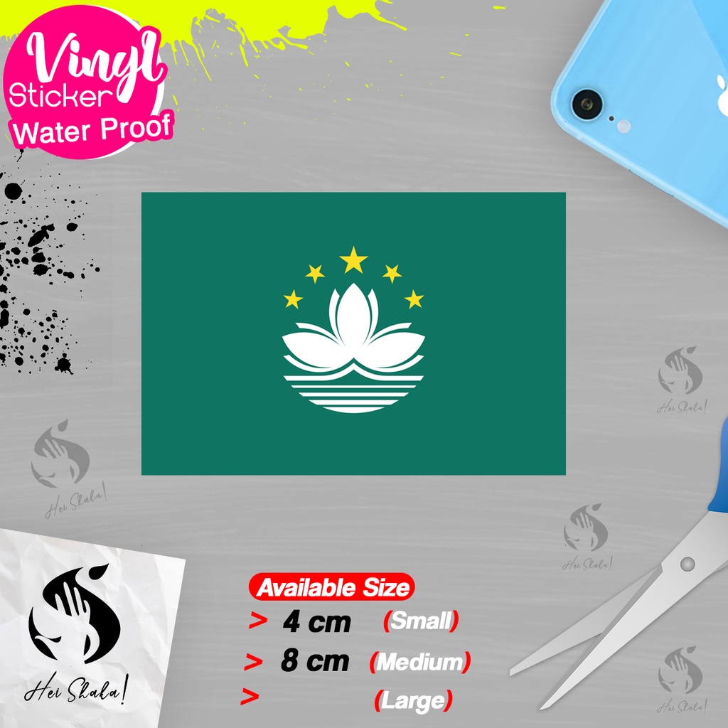 

Stiker Macau Sticker Vinyl Satuaan Motif Bendera Negara Dunia Bahan Anti Air