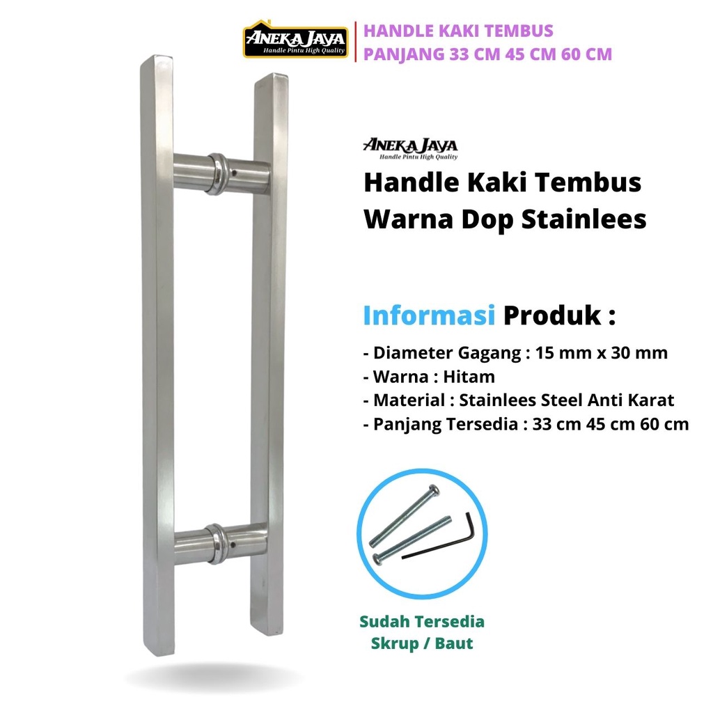 Handle Gagang Set Kunci Panjang 60 cm 45 33 Model Kaki Tembus Warna Hitam Dop Stainlees Tarikan Pegangan Terbaru Murah