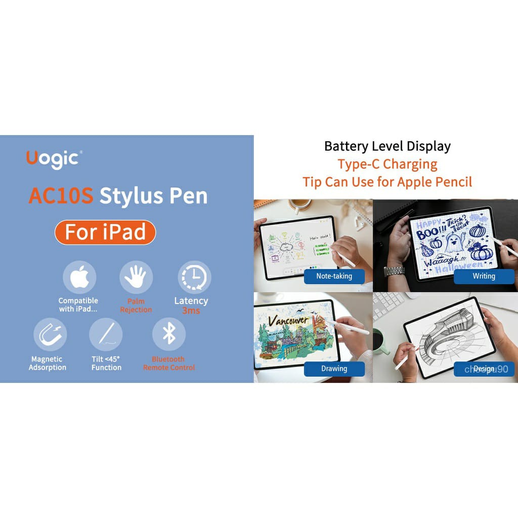 Stylus Pen Ipad Gen 2 Stylus Pencil With Palm Rejection Compatible to Ipad Gen 7 8 9 Pro Air Pro Air