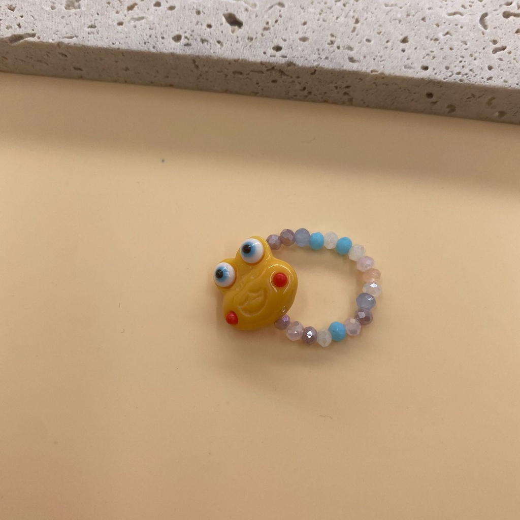 Cincin Elastis Handmade Desain Kartun Kodok Kecil Untuk Wanita