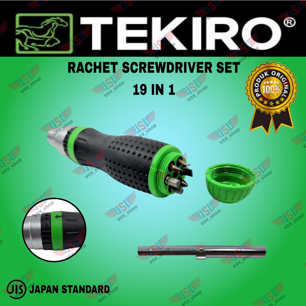 TEKIRO Obeng Set 19 in 1 Obeng Rachet Screwdriver Set 19in1