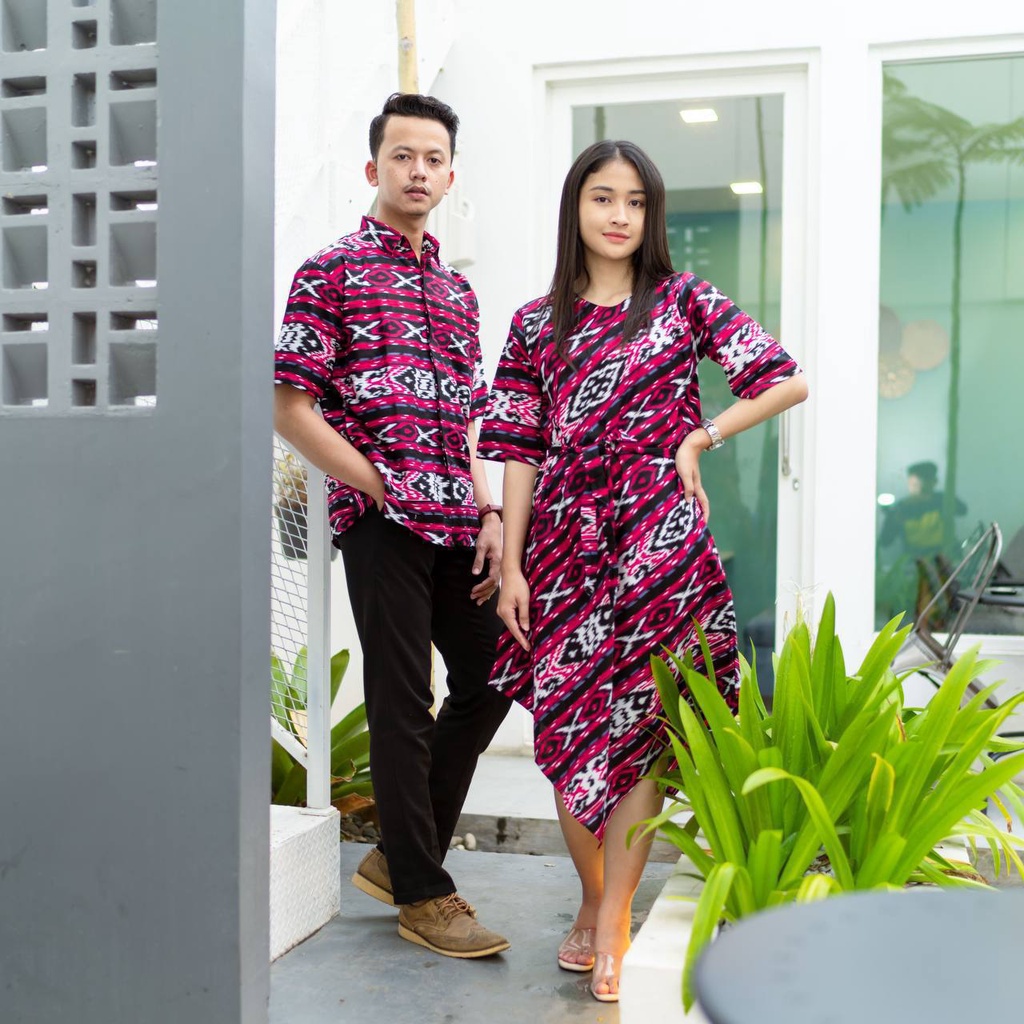 Baju Pasangan Couple Batik Dres Lancip Motif Songket