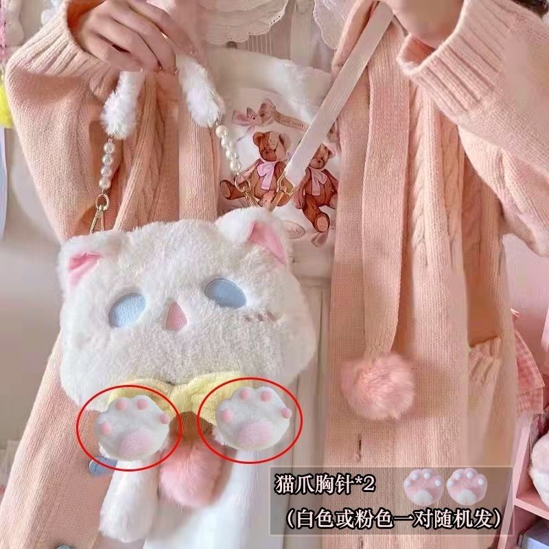 ❀Sera 2022 Musim Gugur dan Musim Dingin Baru Tas Mewah Lolita Oblique Cross Tas Youyou Kucing Boneka Mewah JK Lolita Tas Tangan