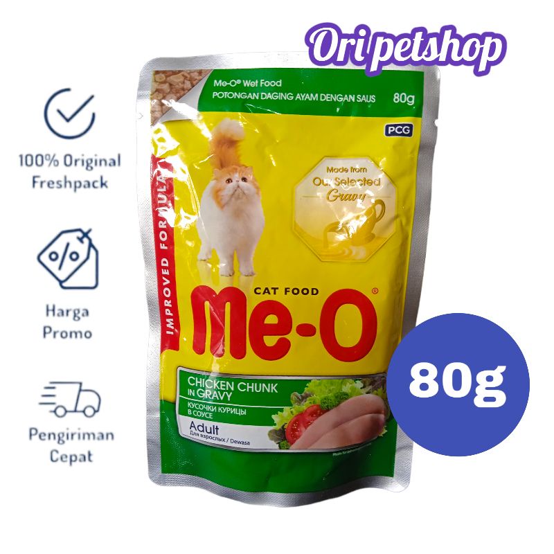 Meo Pouch Sachet 80gr Me-o Wet Cat Food - Chicken Chunk In Gravvy