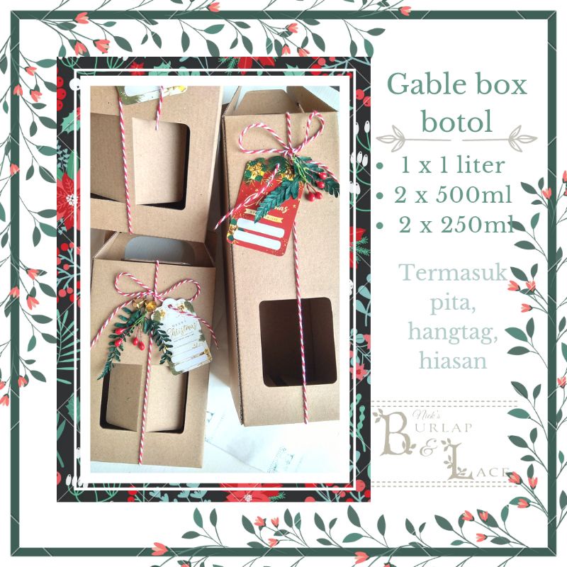 

Gable Box Kotak kado gift box set Natal Christmas botol
