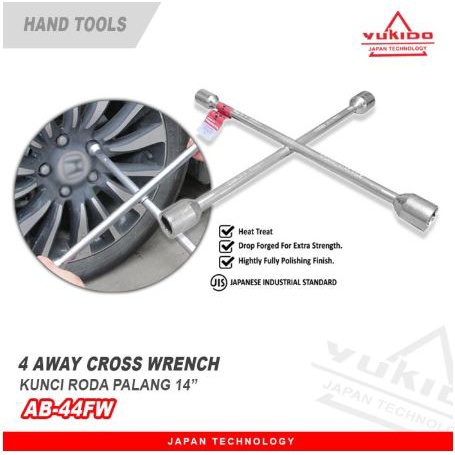 Kunci Roda Mobil Palang 4 Way Cross Wrench 17x19x21x23 mm YUKIDO JAPAN