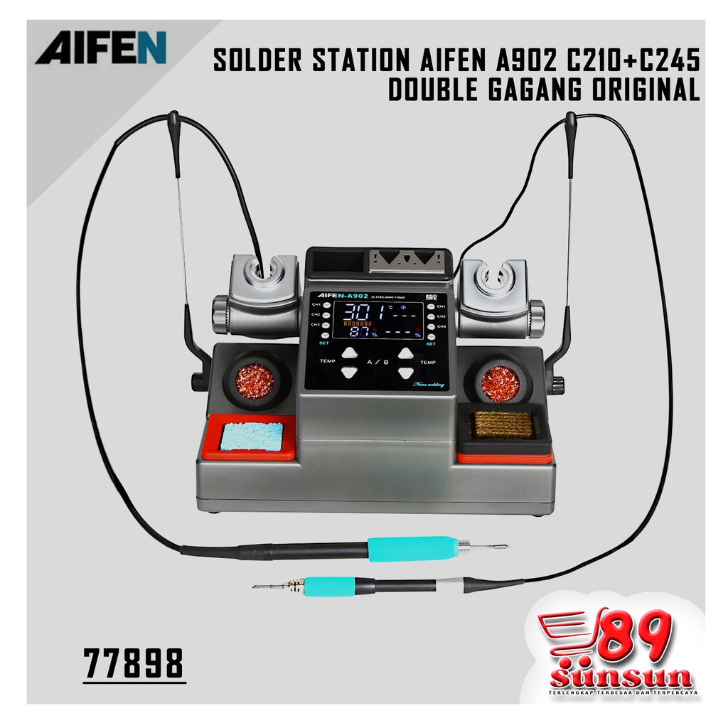 SOLDER STATION AIFEN A902 C210+C245 DOUBLE GAGANG ORIGINAL