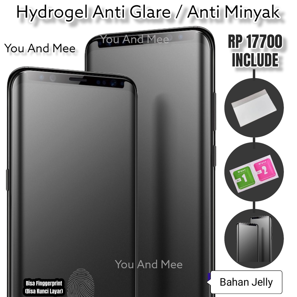 Hydrogel AA GLARE Matte Antigores S10 S10+ S10E S10[5G] S8 S8+ S9 S9+ S20 S20+ S21 S21+ S22 ULTRA S22+ Hidrogel Screen Guard Jelly Anti Gores Ngedoff-Doff-Dof A-Minyak-OIL Hydro Free-Bonus Scrapper Card Gelap Hitam Doff Depan Pendorong S22Ultra Plus E 5G