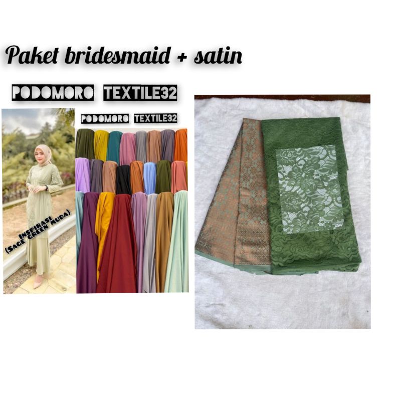 PAKET BRIDESMAID + KAIN SATIN, PAKET BRIDESMAID KOMPLIT/ PAKET BRIDESMAID + PURING/ PAKET BRIDESMAID