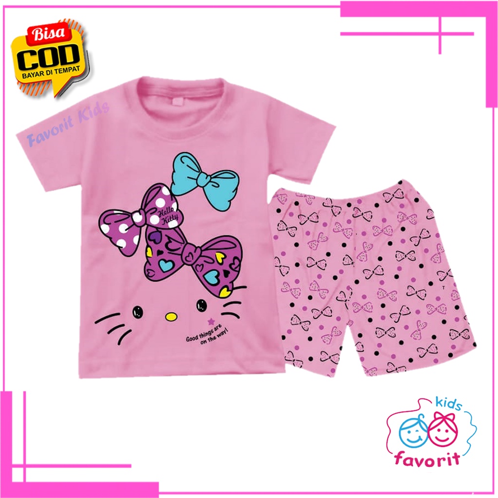 SETELAN ANAK PEREMPUAN MOTIF HELLO KITTY PITA BAJU ANAK PEREMPUAN SET ANAK CEWEK