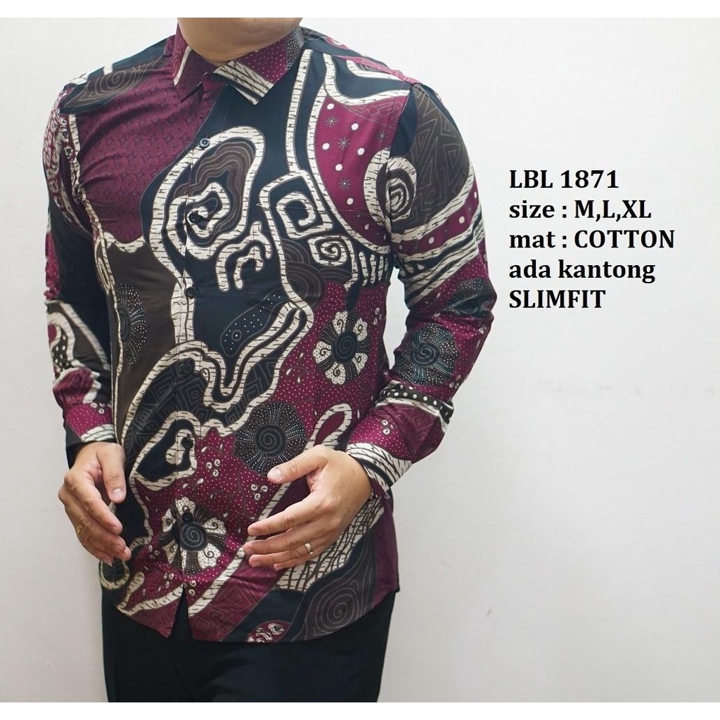 KEMEJA BATIK PRIA SLIM FIT BAJU BATIK PRIA SLIM FIT PREMIUM LBL1871