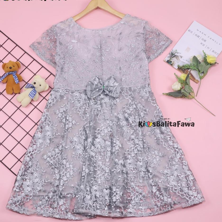 *Banyak Peminat* Dress Raisa uk 6-8 Tahun / Gaun Brukat Pesta Baju Import Premium Cewek Dres Brokat Anak Perempuan Berkualitas