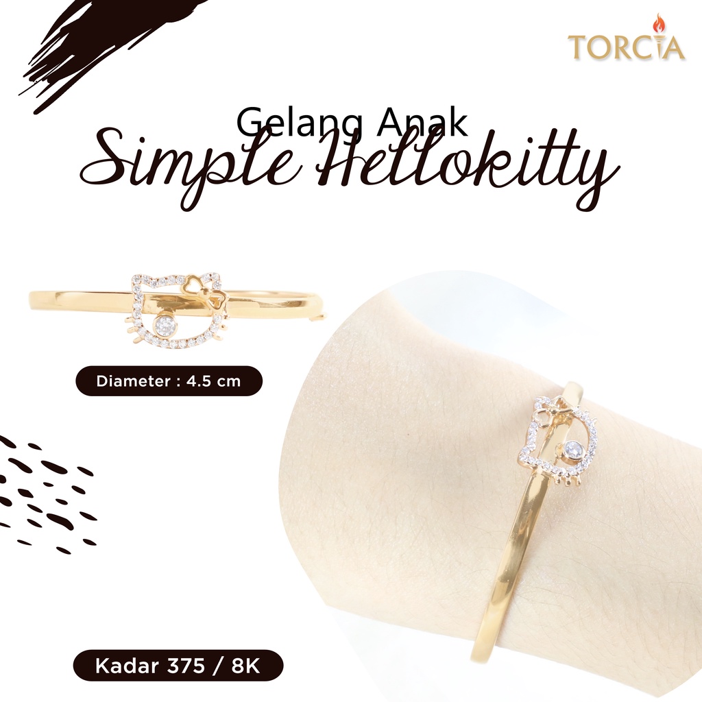 Gelang Bayi dan Anak Emas Asli Simple Hello Kitty Kadar 375 Torcia