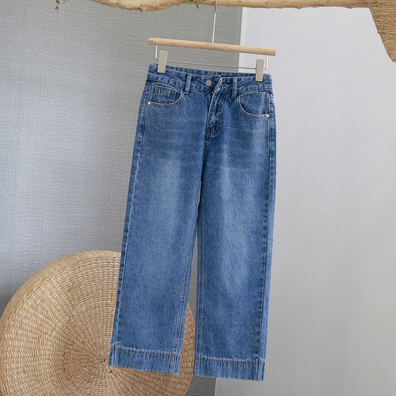 Highwaist  Loose Kasual Jeans Wanita  Kulot Celana Denim Wide Leg Jeans