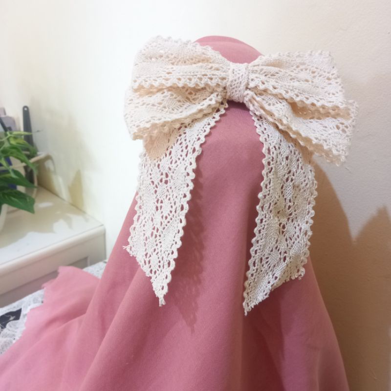 KONEKTOR MASKER PITA RENDA LACE 2 LAYER - JEPIT RAMBUT PITA BIG JEPITAN RAMBUT - STRAP MASKER PITA RENDA BIG