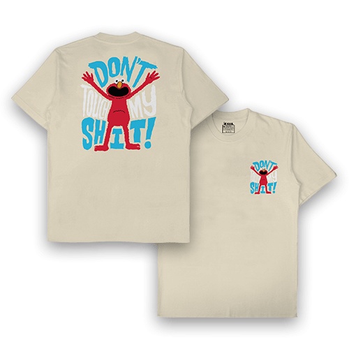 Kuul Industries - Oversize Tshirt Sesame Street Elmo Dont Touch My Sh*t Cream Pastel | Pria Wanita Cowok Cewek Laki Perempuan | Distro | Oblong | Cotton Katun |Keren Murah