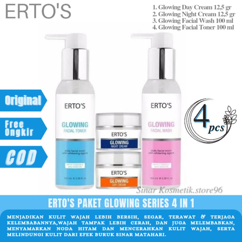 ERTOS GLOWING SERIES PAKET PERAWATAN WAJAH KULIT WANITA SKINCARE ORIGINAL BPOM