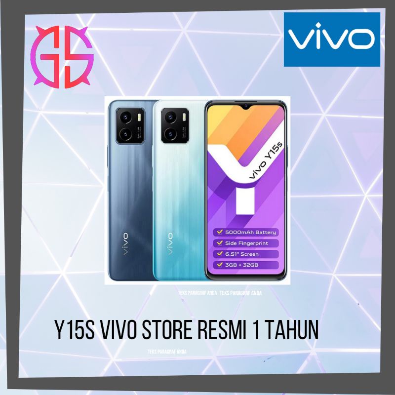 vivo y15s 3/64 vivo store resmi 1 tahun