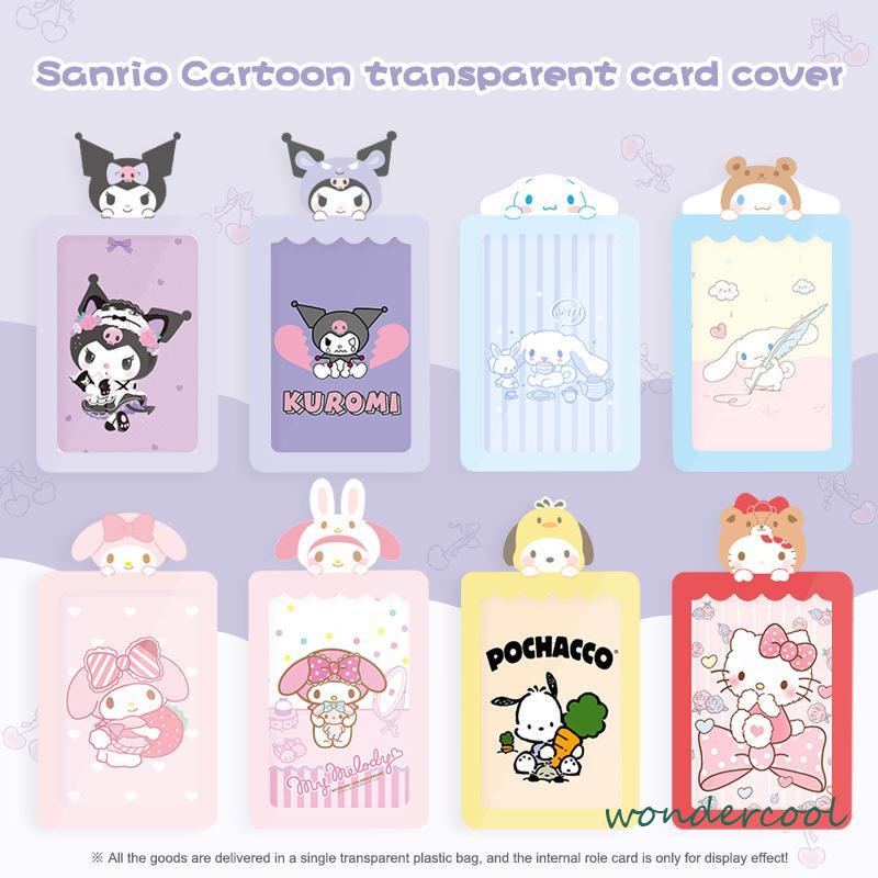 Sanrio Tali Lanyard Holder Kartu ID /Tempat kartu transparan/ Foto Motif Kartun /Kredit Dengan Tali Lanyard/Waterproof Office Supplies Card Holder Cover-Won