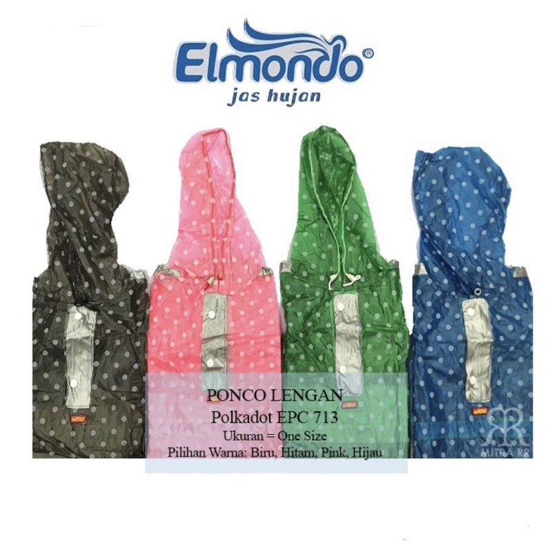 (1pcs) jas hujan dewasa ponco lengan polkadot elmondo 713 termurah