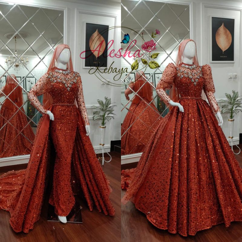 Gaun pengantin crinoline 2 in 1/Gaun pengantin mewah