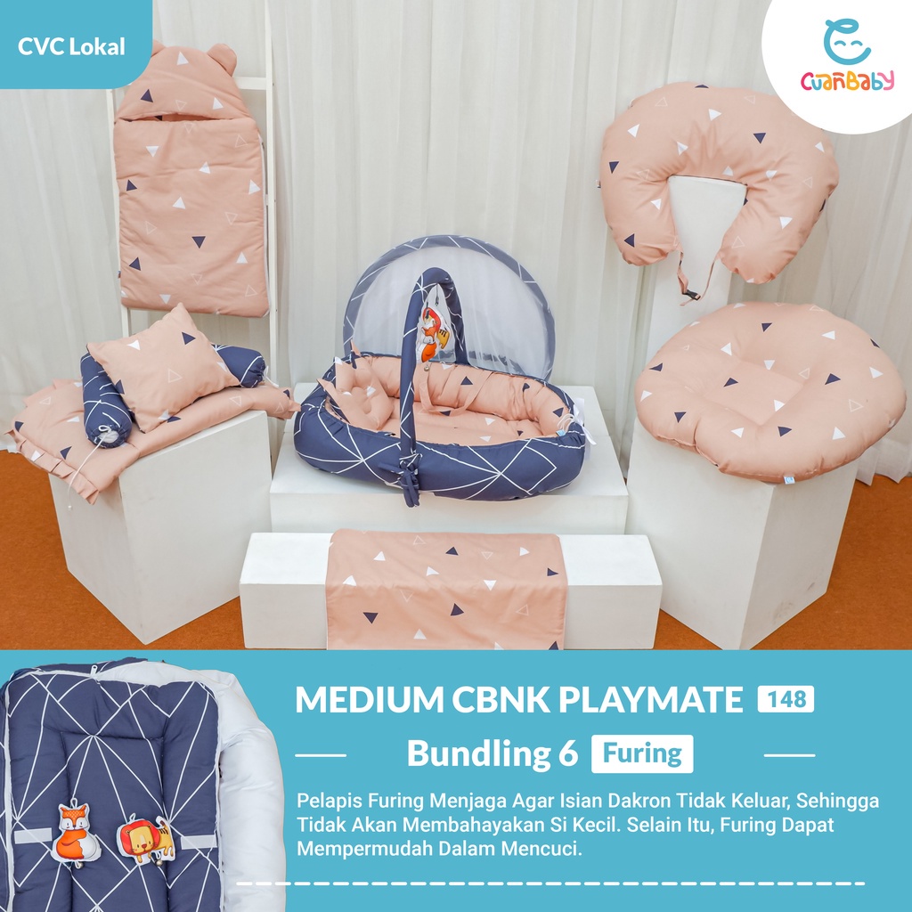 Kasur Bayi Playmate Paket Lengkap Motif Cameo Coklat Mix Cameo Navy By Cuan Baby MEDIUM CBNK PLAYMAT