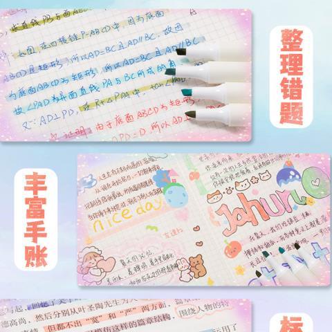 ✢✐♝Siswa stabilo pelindung mata baru Jishu Society menggunakan pena fluorescent khusus untuk menandai tanda kunci untuk akun tangan