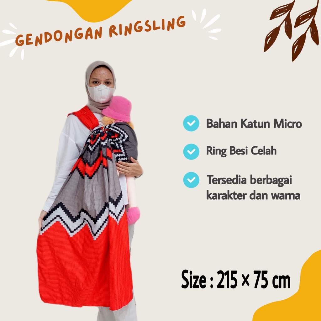 ringsling gendongan anak motif abstrak gendongan samping