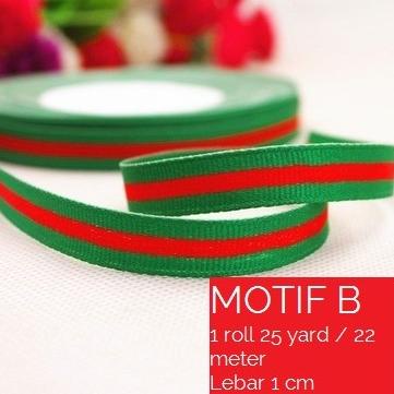 

Pita Kado Natal Merry Christmas Hampers Ribbon Merah Hijau Emas 1 Roll - Motif B