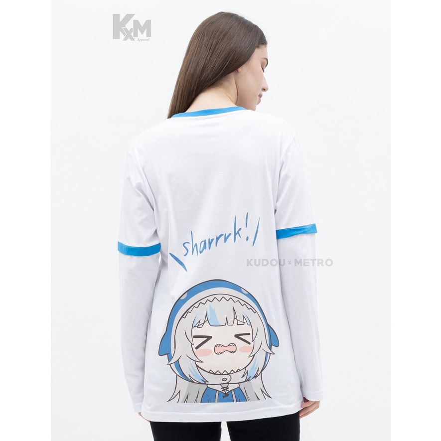 Longsleeve Double Layer Gawr Gura Kawaii White Hololive Premium Unisex