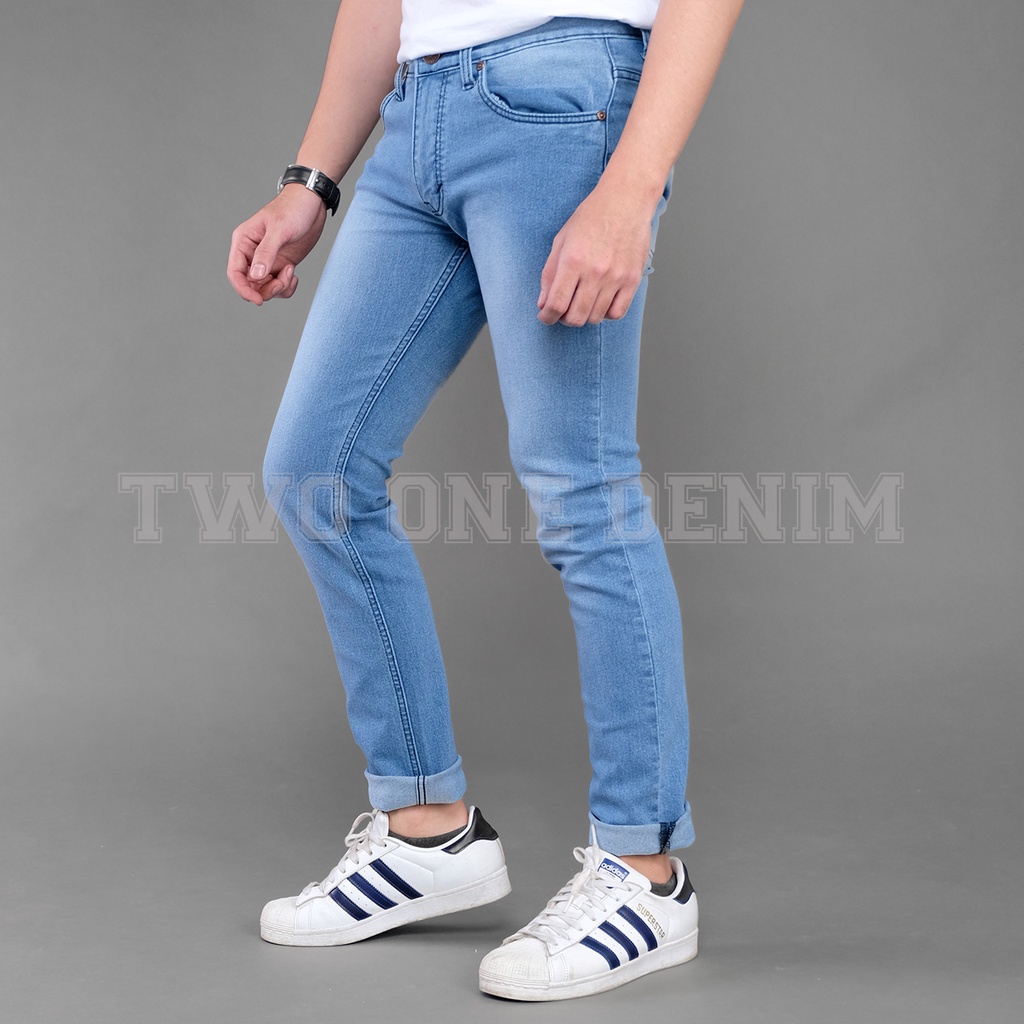 TWO ONE - Celana Jeans Panjang Pria Jeans Slim Fit Stretch Denim Bio Blits Scarup