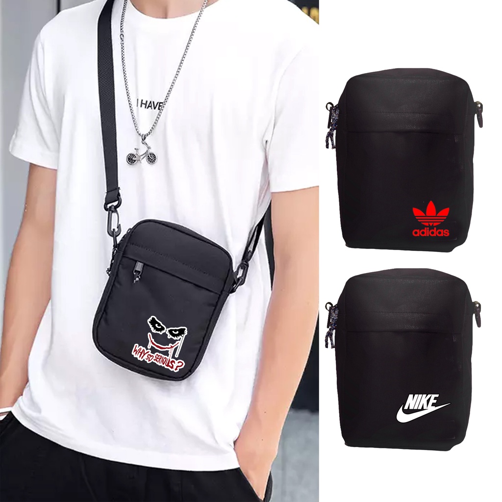 Tas HP  selempang Crossbody Tas Selempang Polos Pria Slempang Kasual Cowok Hitam SLingbag Bahu Keren Murah c2