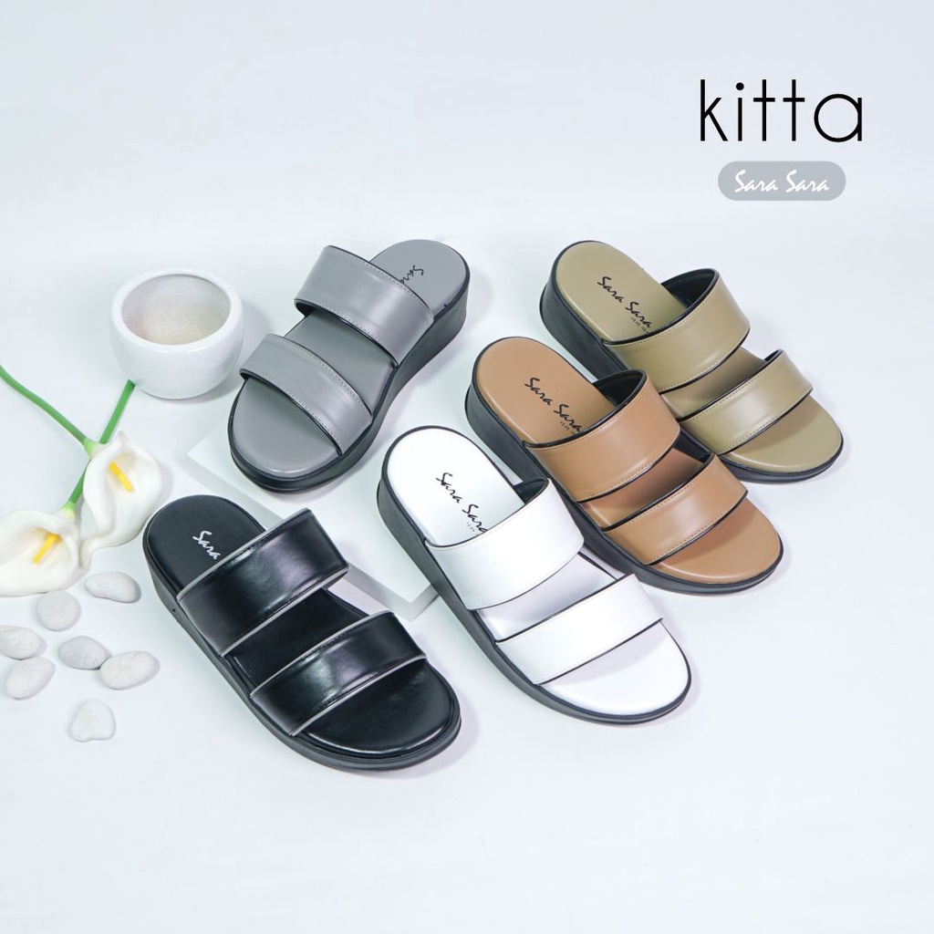 Sara Sara KITTA Sandal Wedges Wanita sandal selop ban dua sandal empuk terbaru