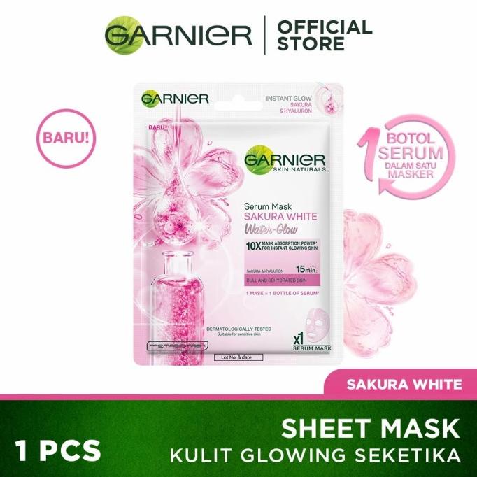Garnier Serum Mask - sakura white (water glow) - masker wajah 88-pbelleshop dijamin