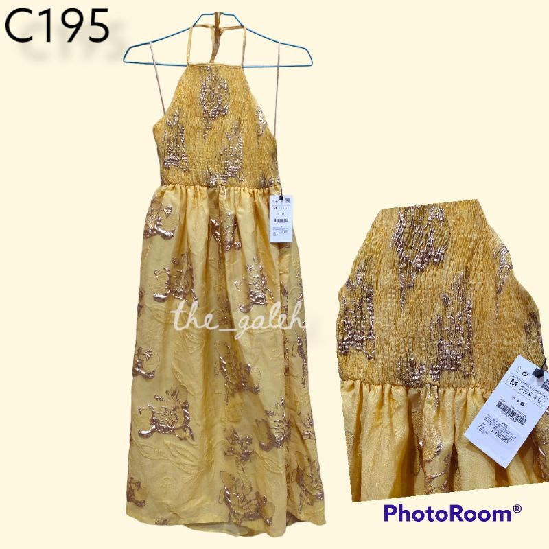 C195 New Zara Original 100% Baju Long Dress Tanpa Lengan Kuning Bagus Murah