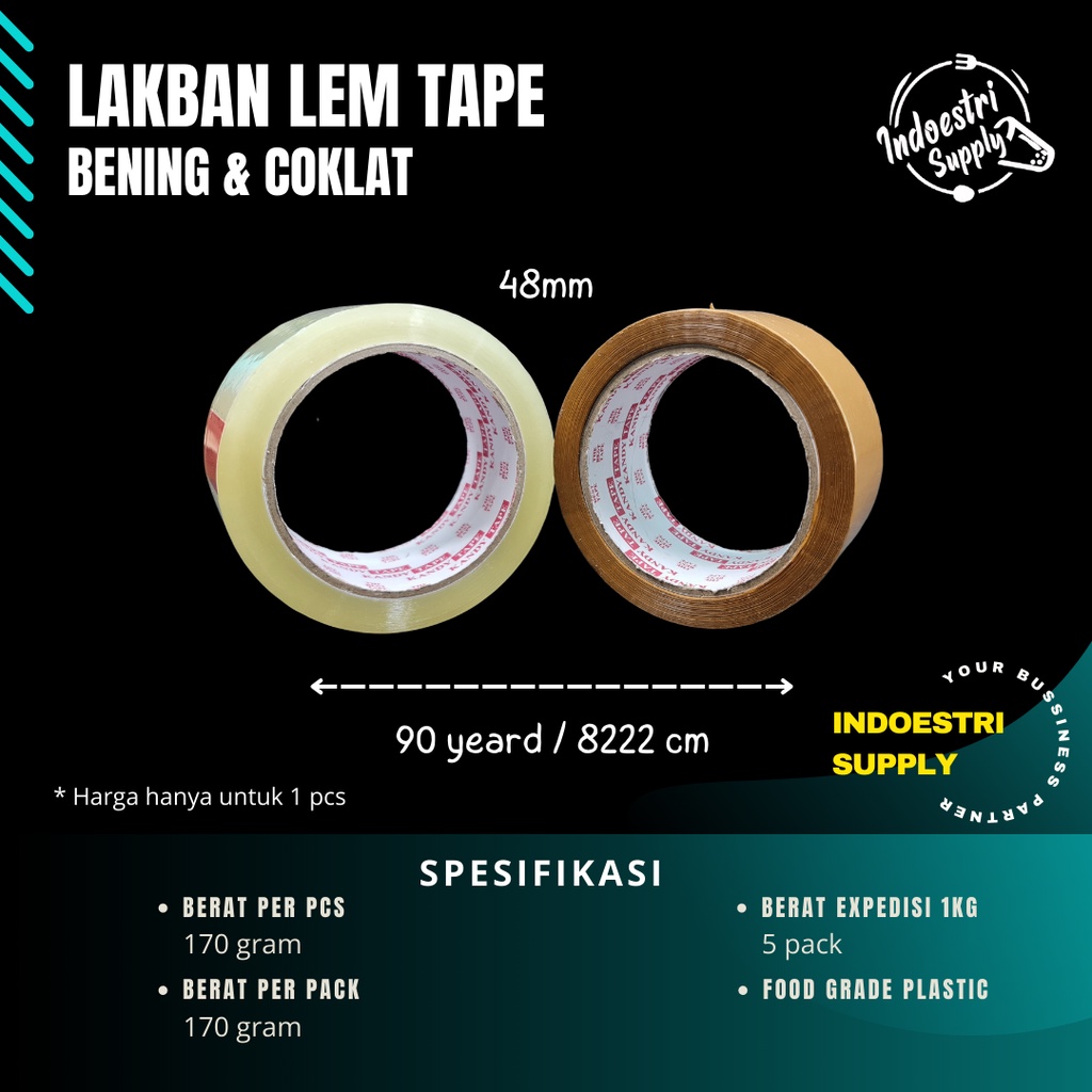 

Lakban Bening dan Coklat - Selotip 45mm 100 Yard