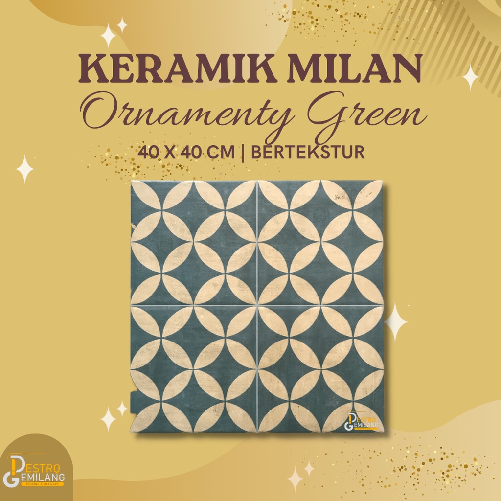 Keramik Milan Ornamenty Green - Keramik Rumah - Keramik Kamar - Keramik Lantai - Keramik Dapur - Keramik kamar mandi - Keramik UK 40x40 CM