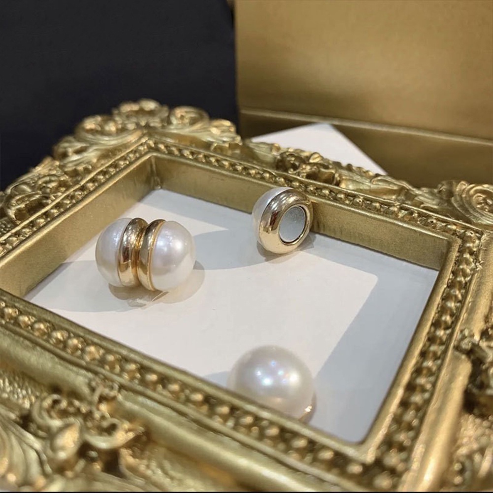 Anting Magnet Tanpa Lubang Aksen Mutiara Untuk Wanita