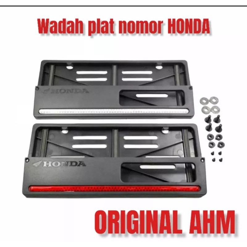 Tempat Cover Dudukan Plat Nomor Motor Honda Original AHM List Merah Putih Terlaris..!!