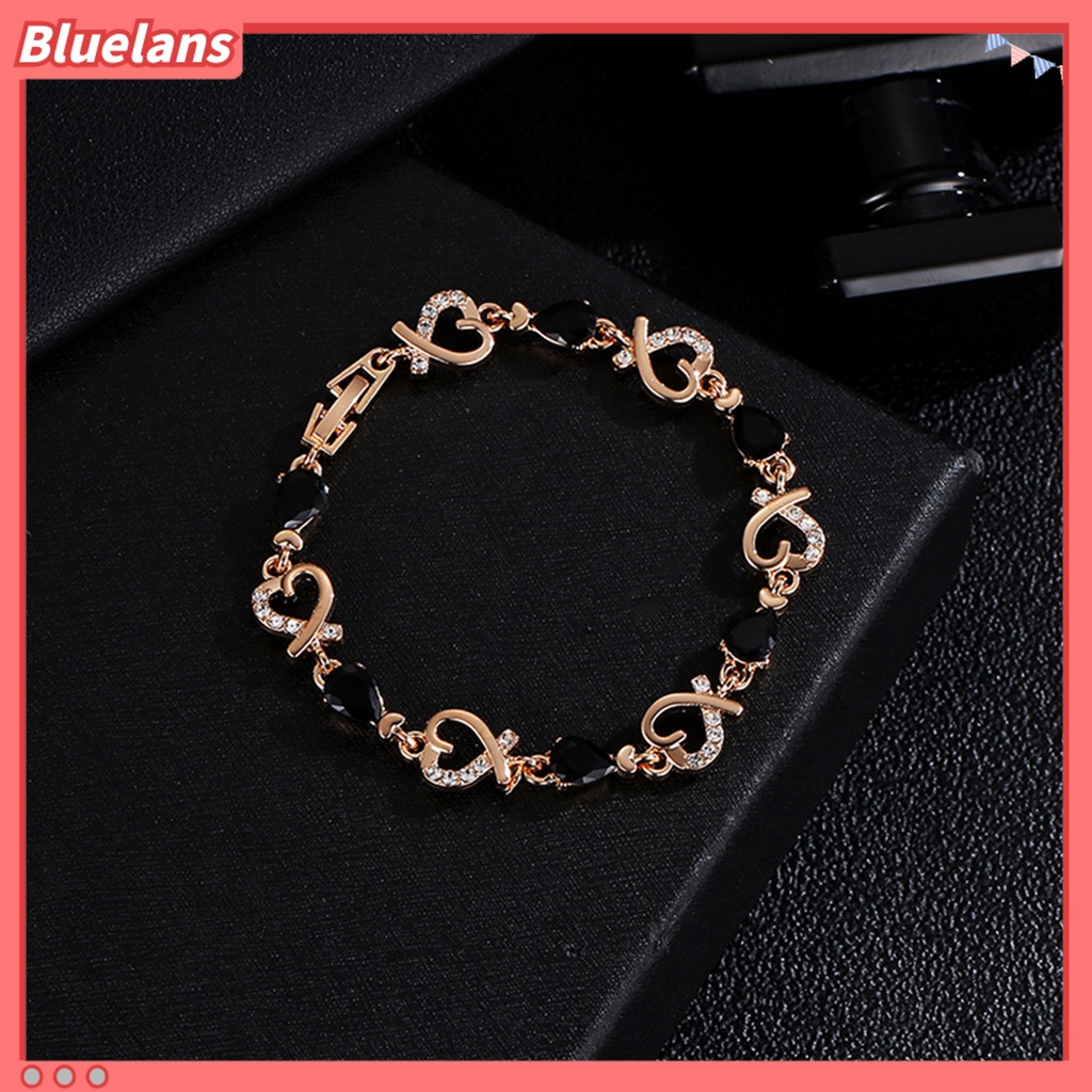 Bluelans Bangle Charm Woman Cubic Zirconia Lady Elegant Love Heart Bangle