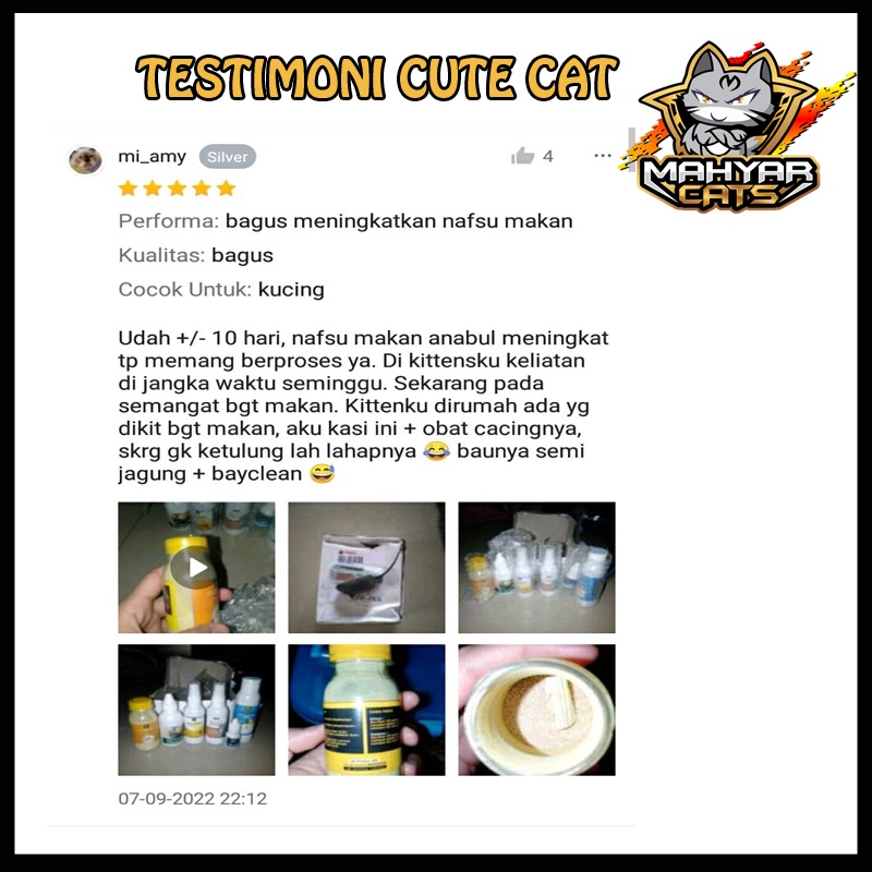 Vitamin Penggemuk dan Bulu Kucing Penumbuh Bulu Kucing Pelebat Bulu Obat Bulu Kucing Rontok CUTE CAT