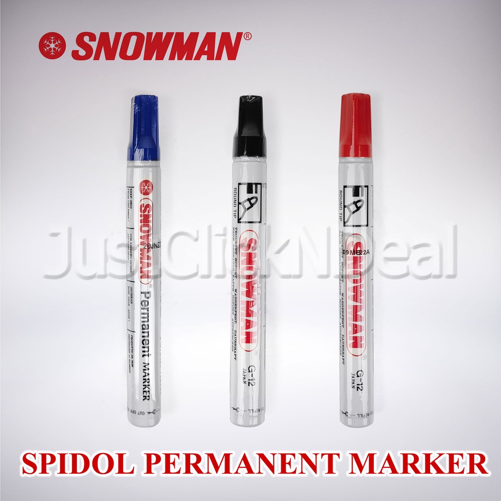 

Snowman Spidol G12 Biru Hitam Merah Permanent Marker Waterpoof