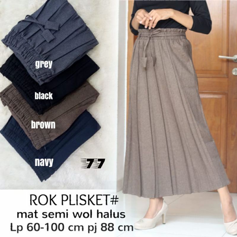 ROK  PLISKET SEMI WOOL FORMAL ROK PLISKET SEMI WOLL POLOS ROK PLISKET SEMI WOOL POLOS KERJA