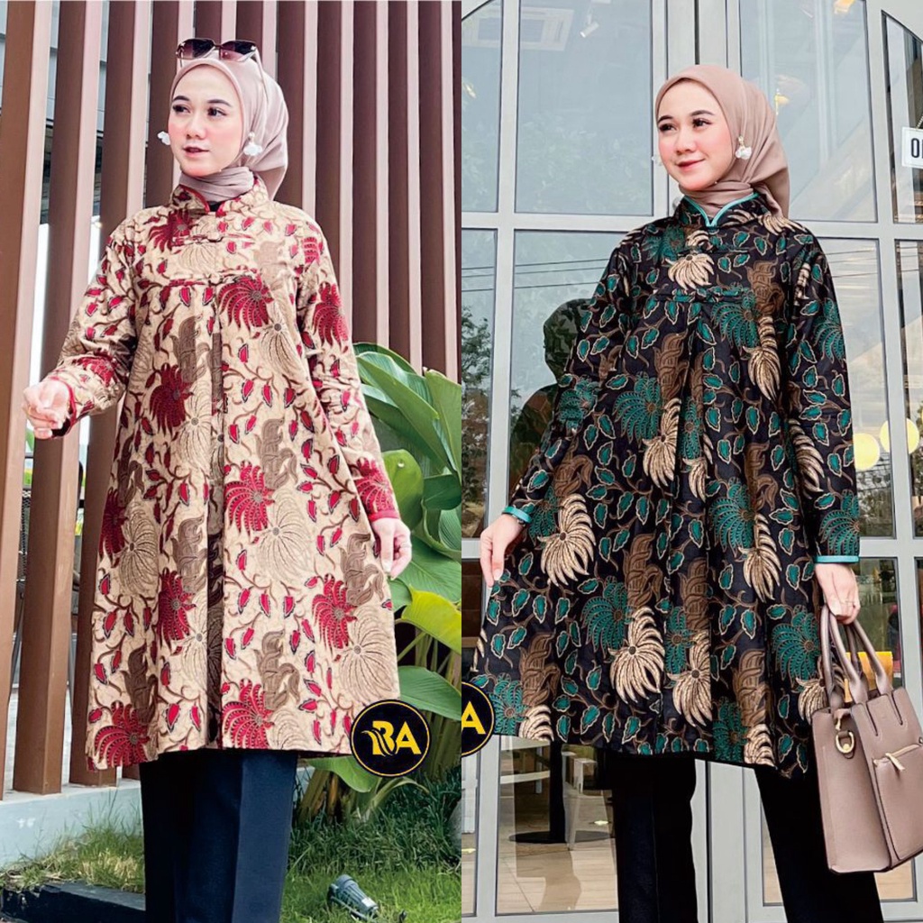 Baju Batik Wanita Modern Atasan Tunik Batik Kerja Kantor Wanita Seragam Batik Tunik Couple M L XL XXL