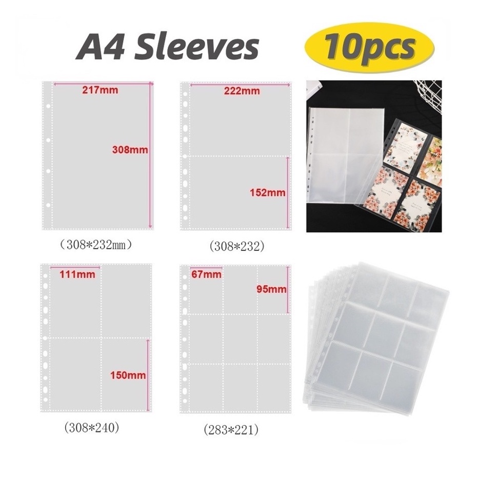 A4/a5 Binder Black Matte Cover Lomo Card Collect Buku 6lubang Loose Leaf Album Foto