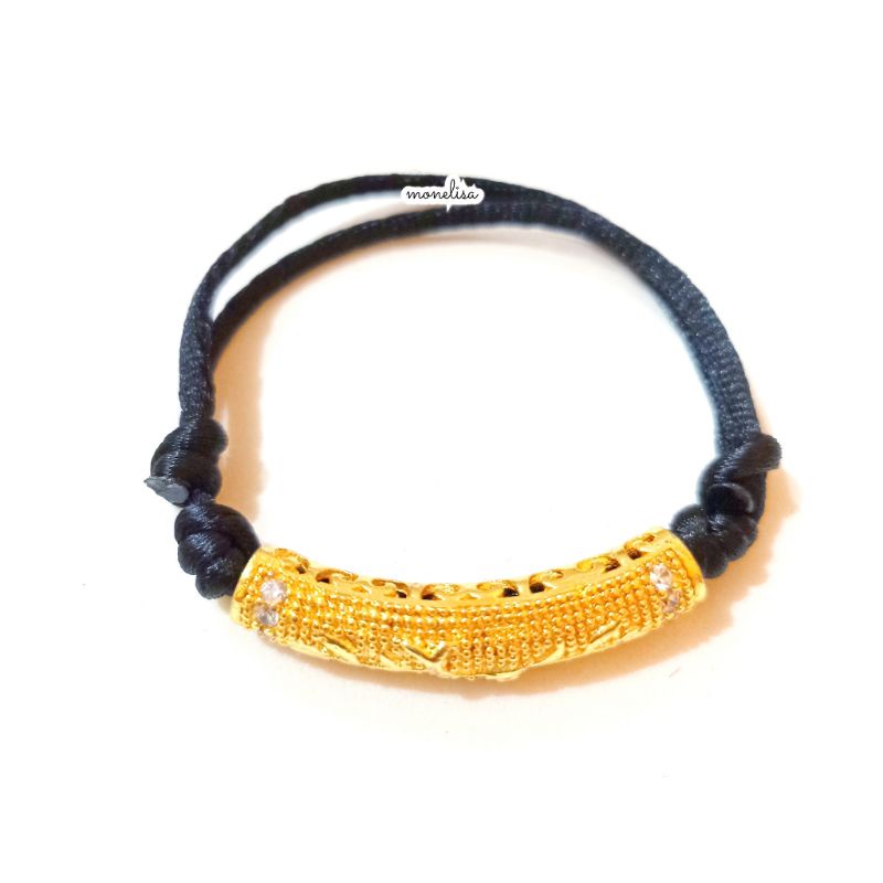 Gelang Emas Xuping Tali Hitam Perhiasan Gelang Elegan
