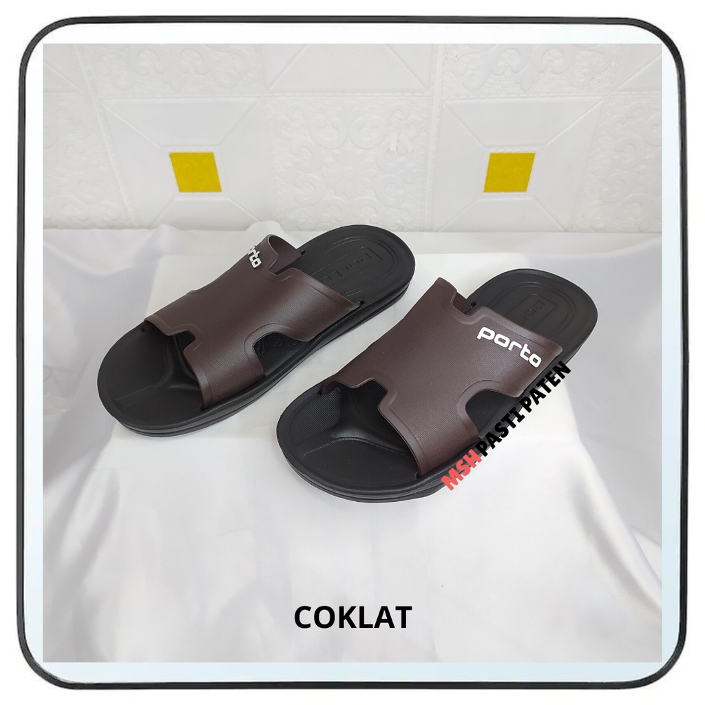 PORTO Sandal slop pria bahan karet tahan air anti slip original size 39-44