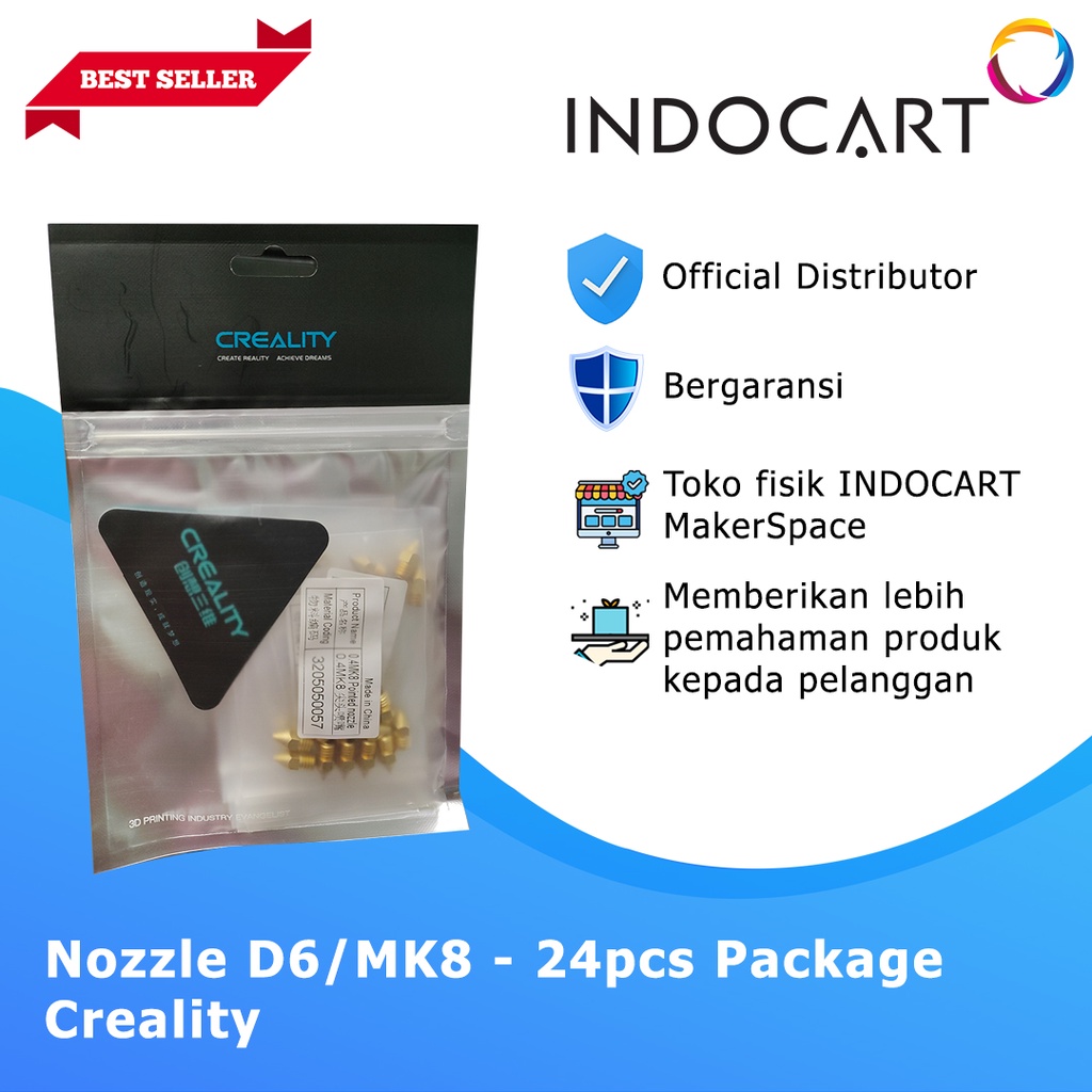 INDOCART Nozzle 3D Printer Creality D6 MK8-24pcs Package